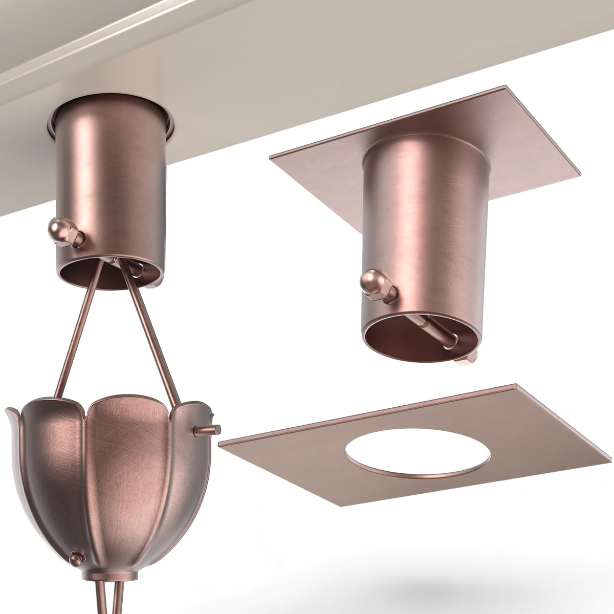 Rain Chains Direct pure copper gutter adapter top view shows sturdy construction.