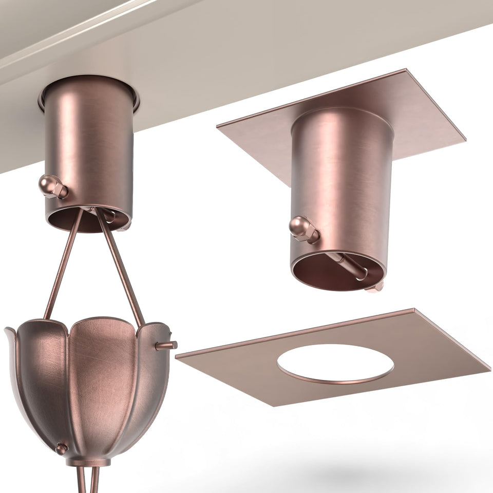 Rain Chains Direct pure copper gutter adapter top view shows sturdy construction.