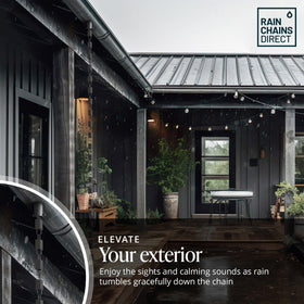Rain Chains Direct square link rain chain with black powder coating for long-lasting exterior use.