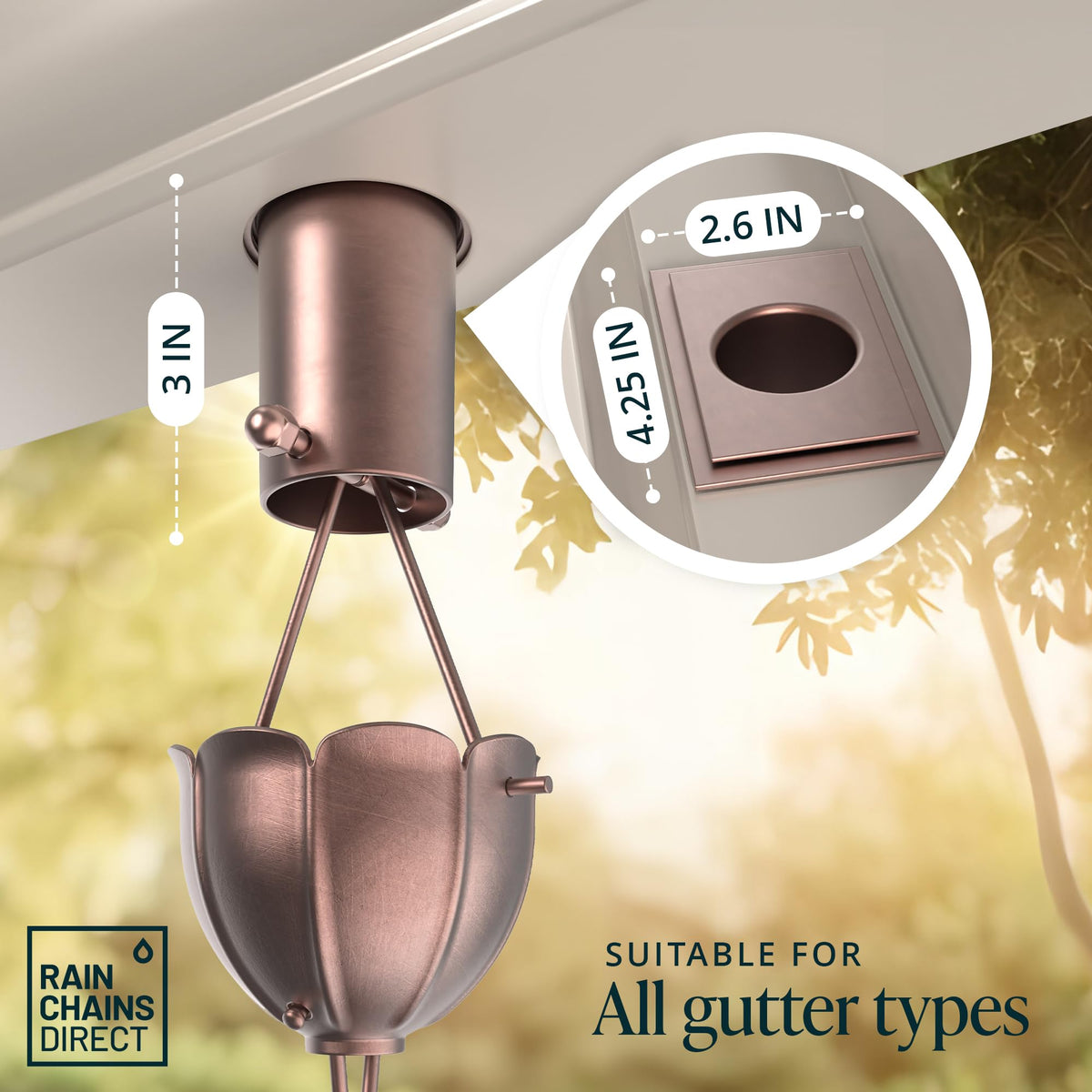 Rain Chains Direct water-flow boost shows improved gutter performance.