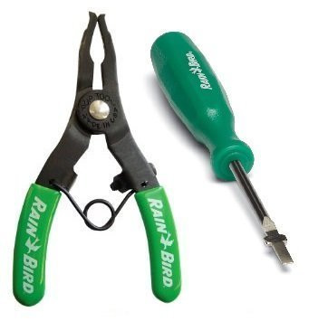 Rain Bird rotor tool and spray head tool for quick adjustments on irrigation heads.