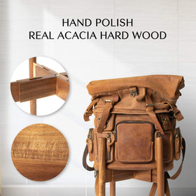 RAINBLELAND Acacia stand accommodates up to 12-inch pots for flexible arrangements.