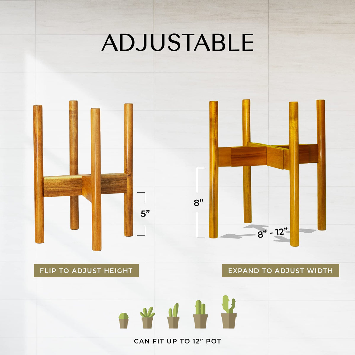 RAINBLELAND Acacia hardwood texture close-up highlights premium grain and durability.