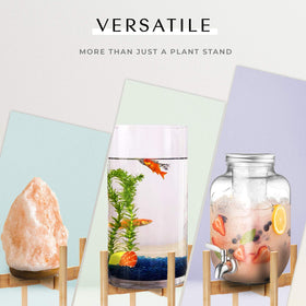 RAINBLELAND bamboo plant stand texture closeup emphasizes premium material and natural finish