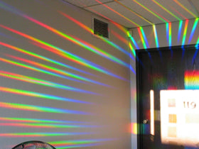 Rainbow Symphony room ambience improves with calming color from sunlit prisms.