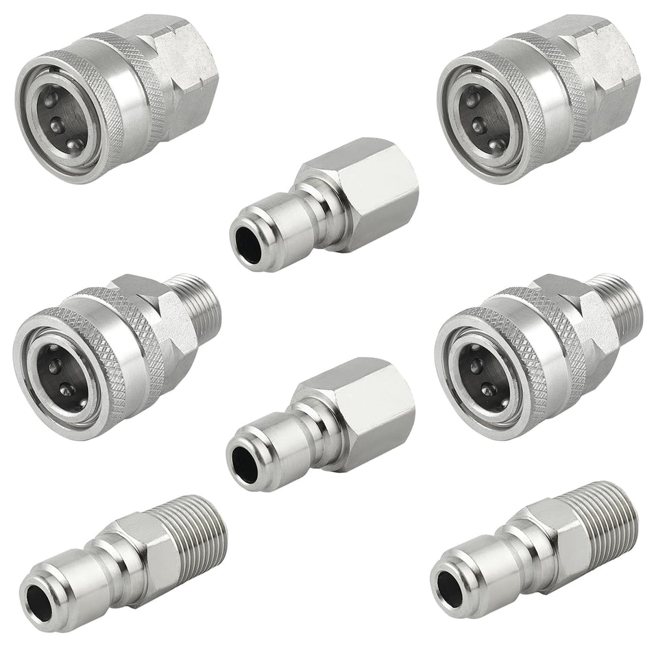 Raincovo 8-piece quick connect adapter set for fast pressure washer hookups