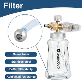 Raincovo foam cannon stainless steel filter resists corrosion for lasting use