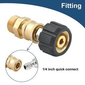 Raincovo M22 14mm to 1/4in quick-connect adapters enable seamless wand-to-hose pairing.