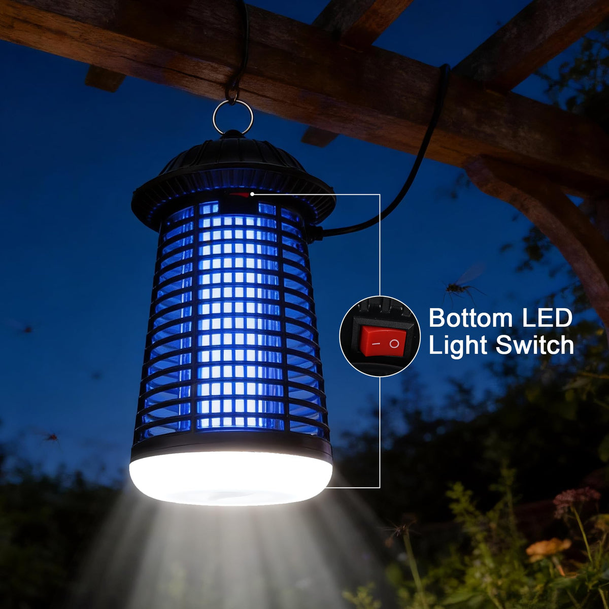 Raindot 15W UV lamp lures mosquitoes and other flying pests.