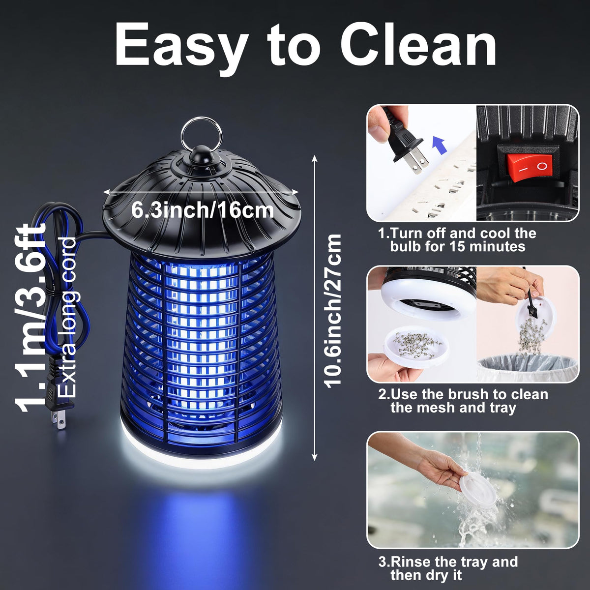 Raindot 4200V zapper grid attracts and traps flying insects on contact.