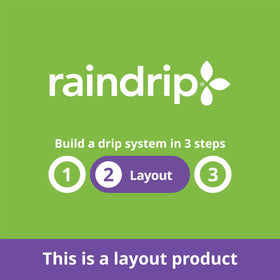 Raindrip R255DT durable poly tubing showing sun and water resistance for outdoor use.