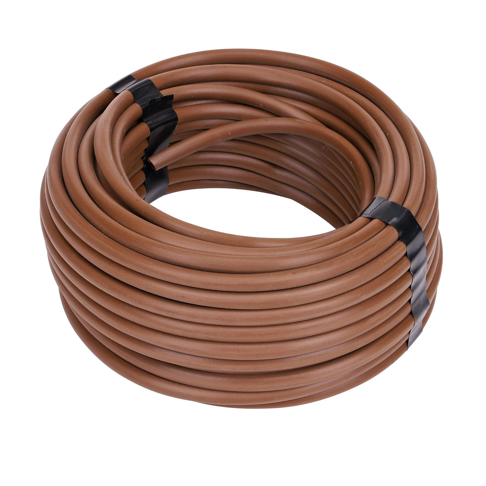Raindrip R257BRVT quarter-inch tubing in brown for precise, even plant watering.