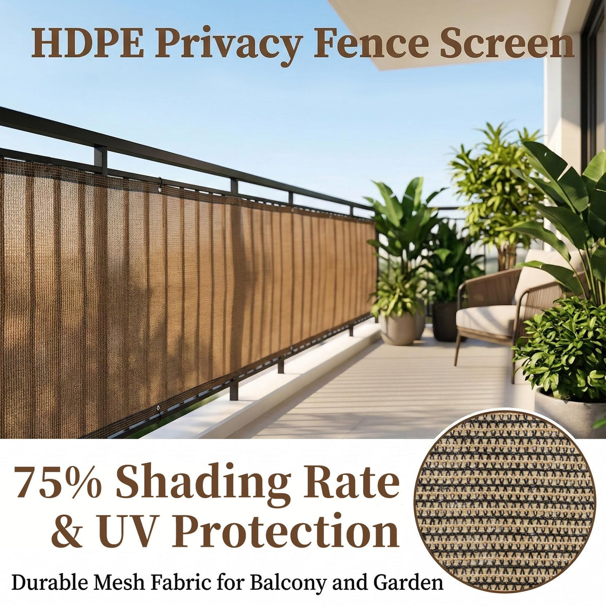 RAINFLOW 75% shade breathable design on a patio for comfort