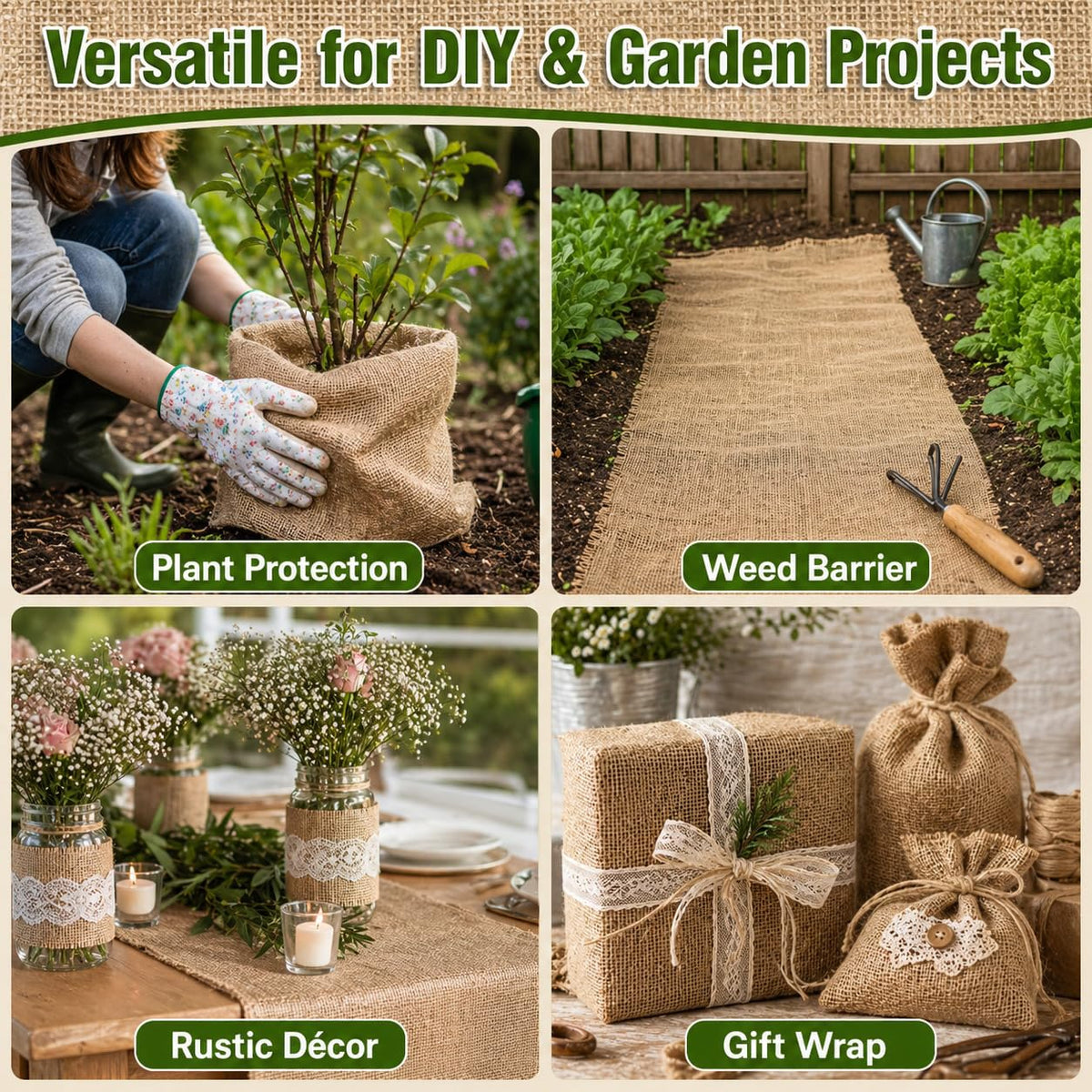 RAINFLOW burlap roll DIY crafts, easy to shape and tie.