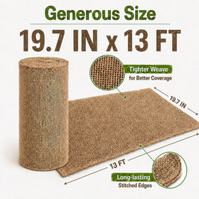 RAINFLOW burlap roll garden use, acts as weed barrier with breathable weave.