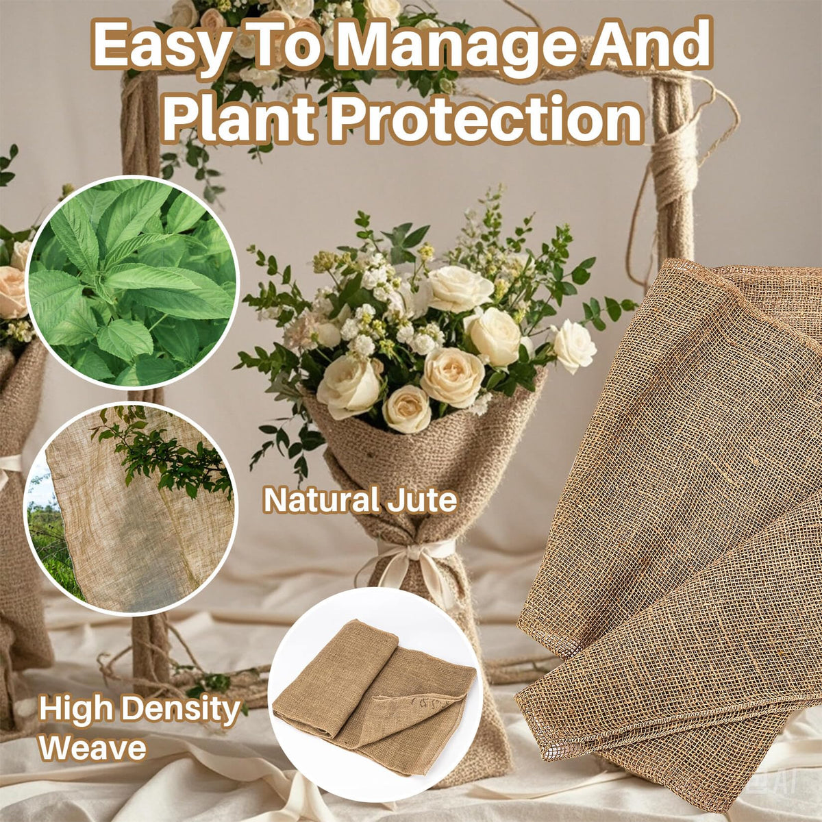 RAINFLOW burlap roll wedding decor, warm rustic ambiance.