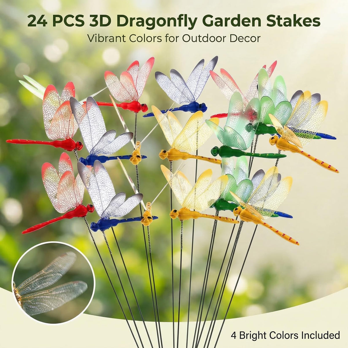 RAINFLOW dragonfly garden stake blue brings visual interest to beds and outdoor pots