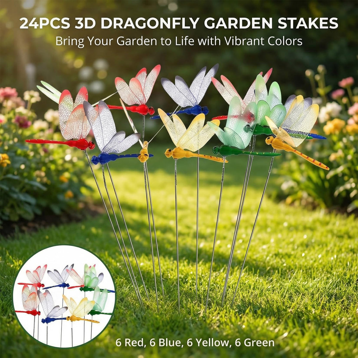 RAINFLOW dragonfly garden stake green accents patios, borders, and flowerbeds with weather-resistant color