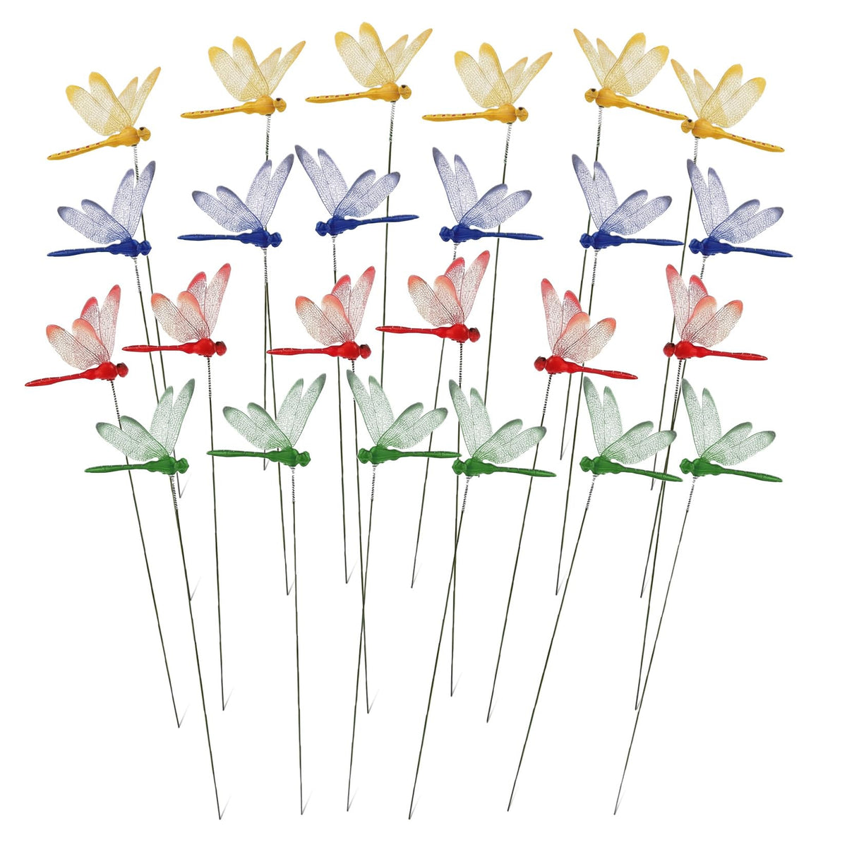 RAINFLOW dragonfly garden stake red enhances border color while adding subtle pest deterrence