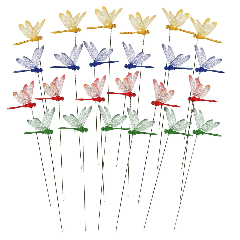 RAINFLOW dragonfly garden stake red enhances border color while adding subtle pest deterrence
