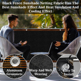 RAINFLOW privacy screen installed on a deck creates a shaded, private space.