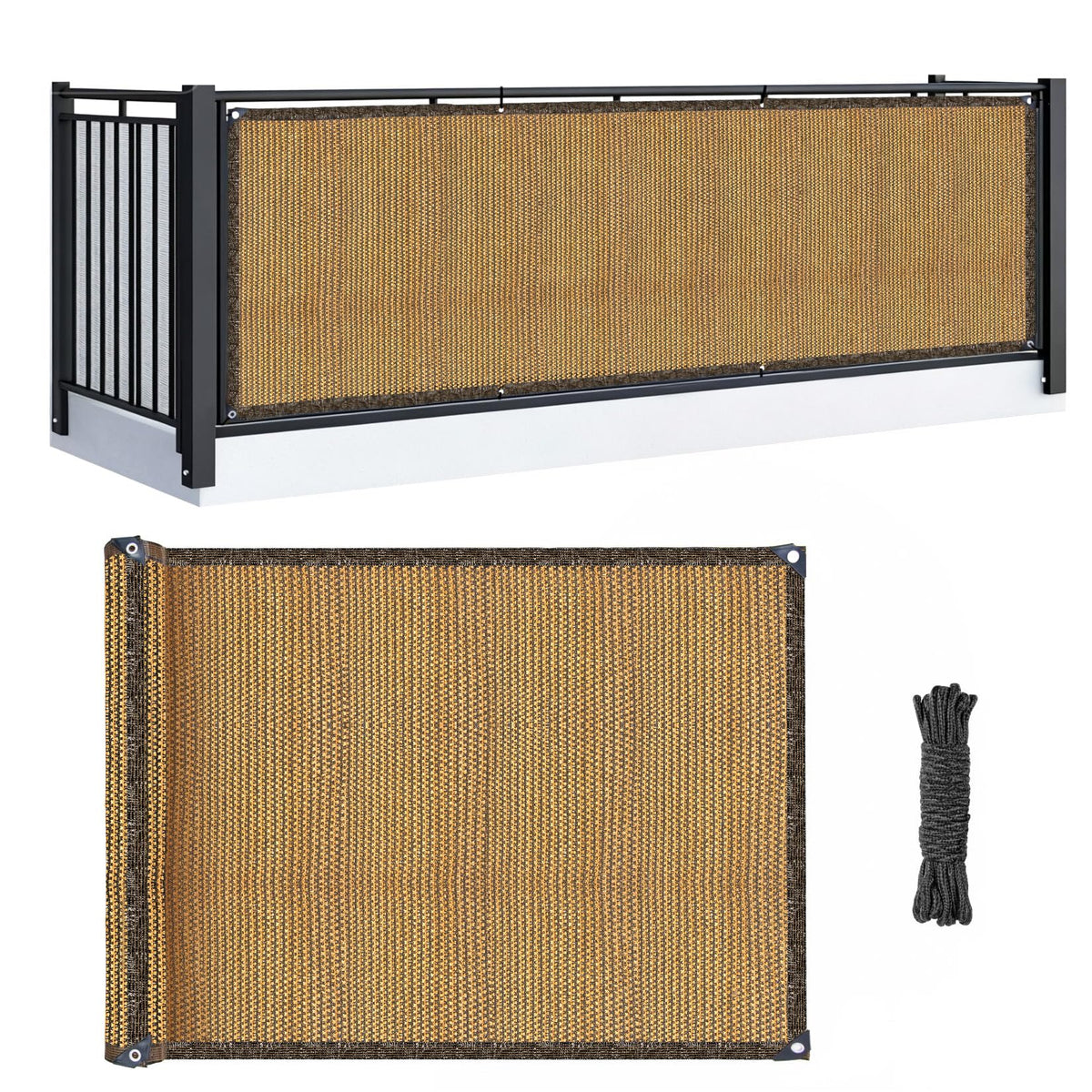 RAINFLOW outdoor privacy screen in brown for balcony privacy and airflow