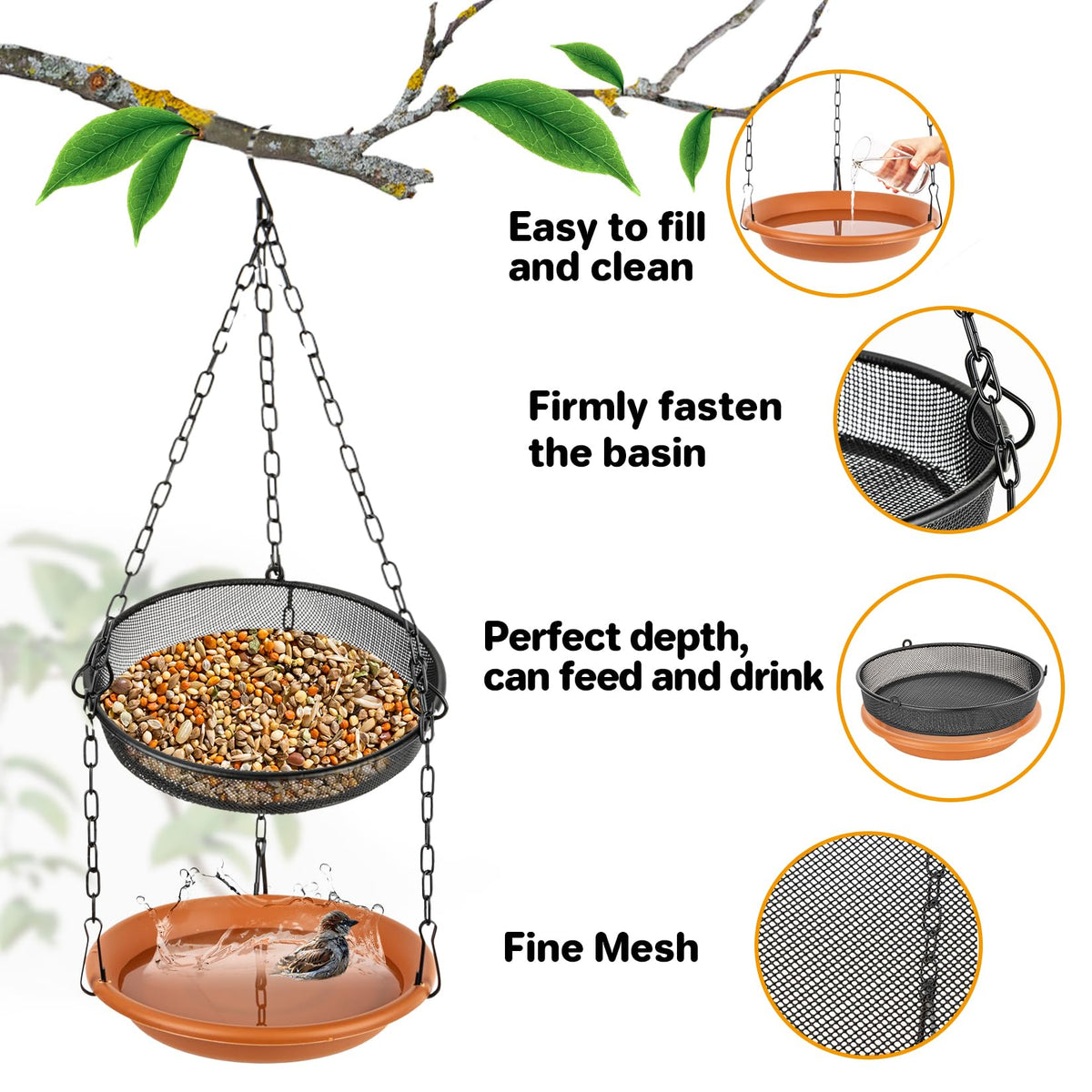 RAINFLOW 2-in-1 feeder and water tray for backyard birds.