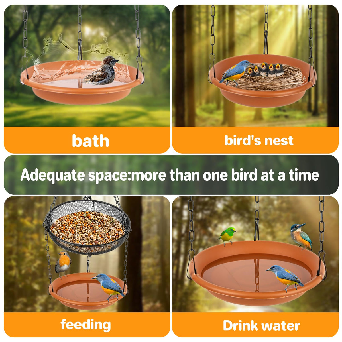 RAINFLOW mesh dish for bathing and feeding birds outdoors.