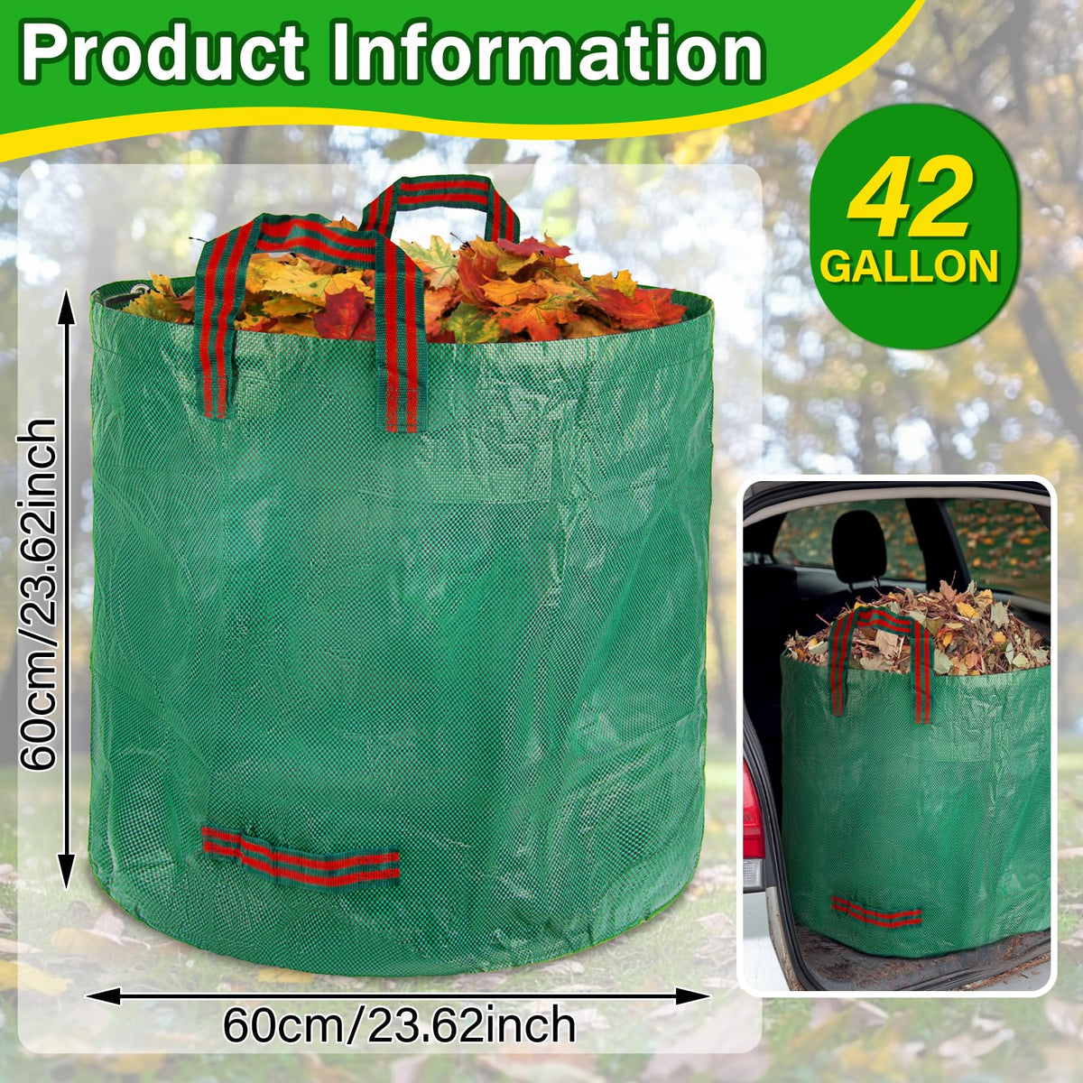 RainFlow tear-resistant fabric bag handling heavy garden debris