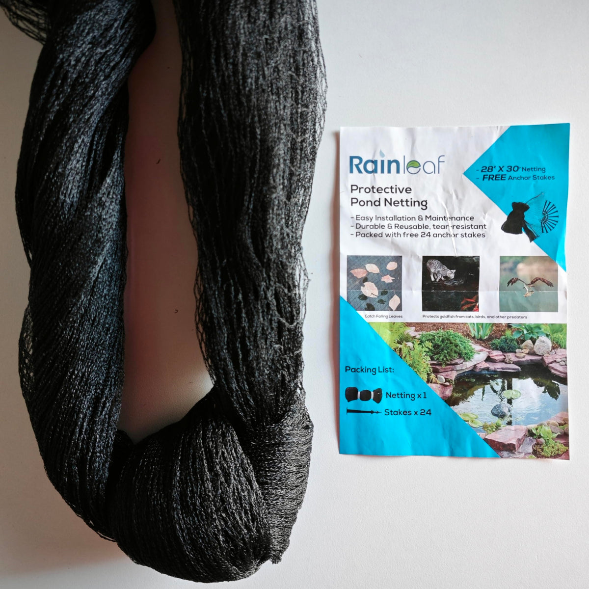 Rainleaf pond netting offers versatile use around ponds and gardens.