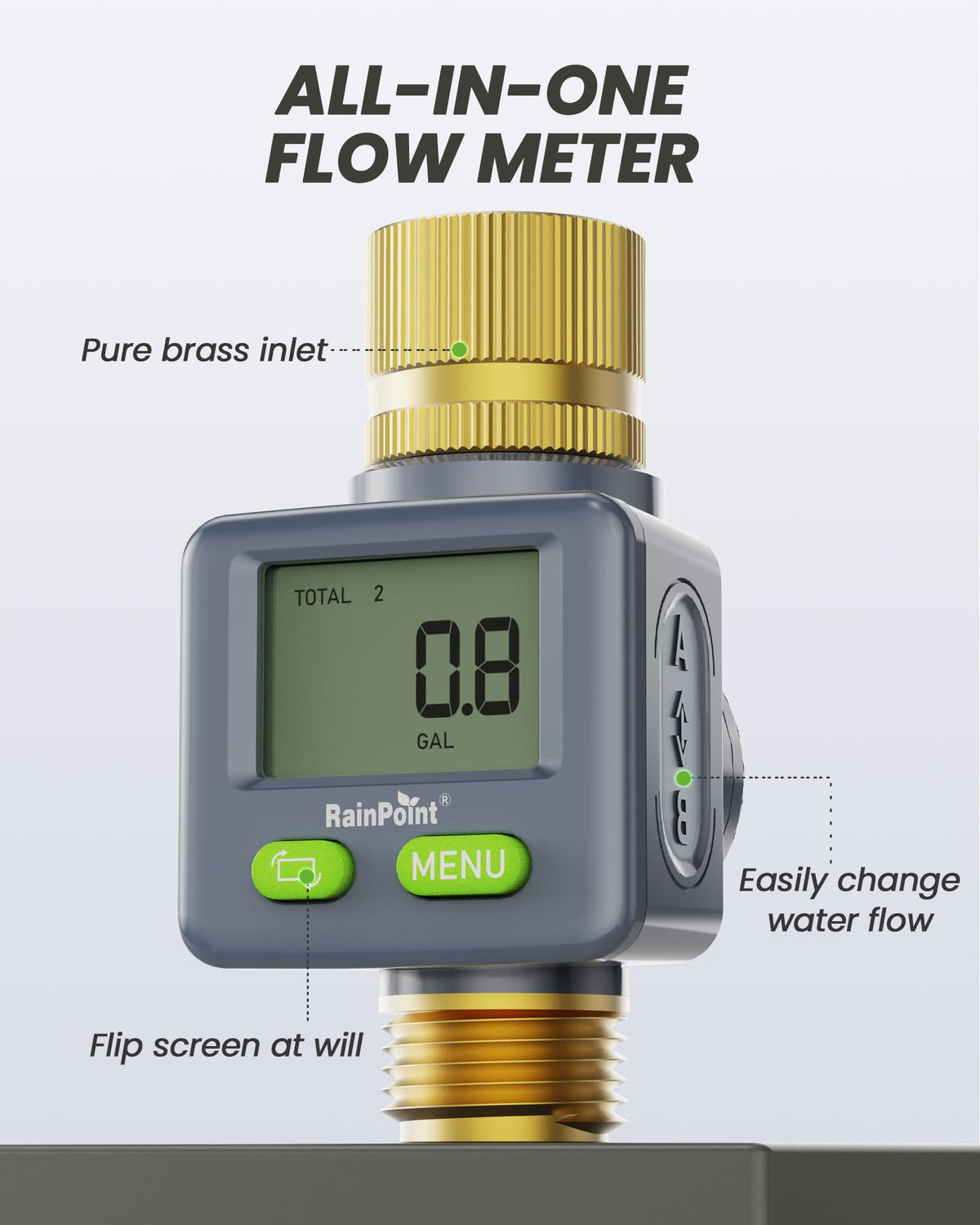 Rainpoint 180 flip screen for quick readings from any angle.