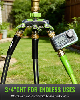 RAINPOINT 3/4 GHT connection ensures quick compatibility with most spigots.