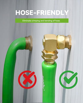 RAINPOINT 360-degree swivel elbow keeps hoses tangle-free, easing movement around the yard.
