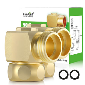 RAINPOINT 90-degree hose elbow provides a secure brass-connector connection and reduces strain on your faucet.