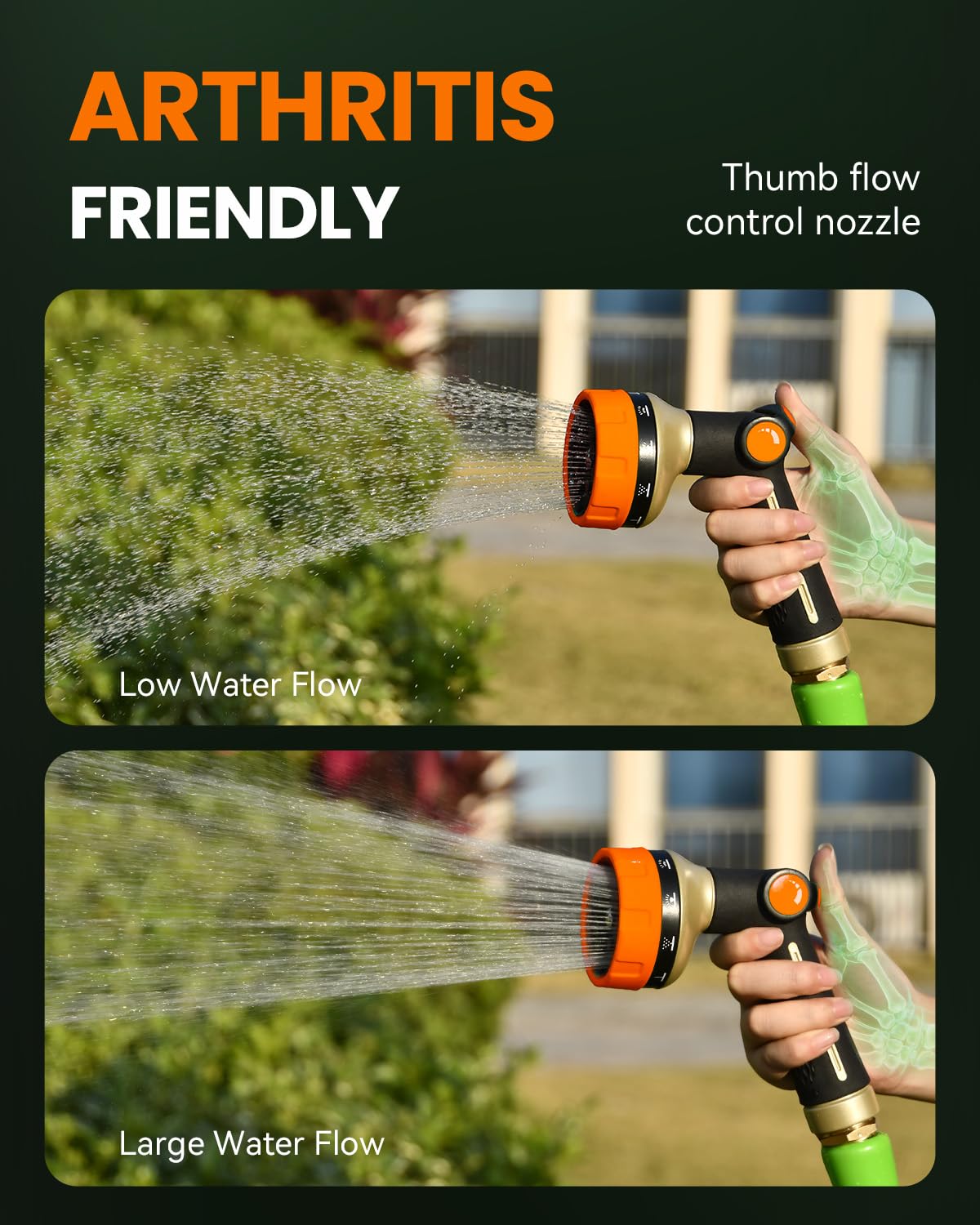RAINPOINT ergonomic handle with TPR grip reduces fatigue during long watering sessions.