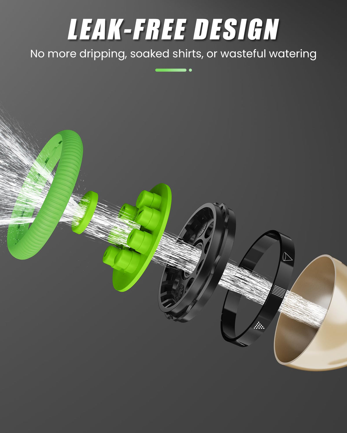 Rainpoint fixed-flow with handle lock reduces hand fatigue during watering.