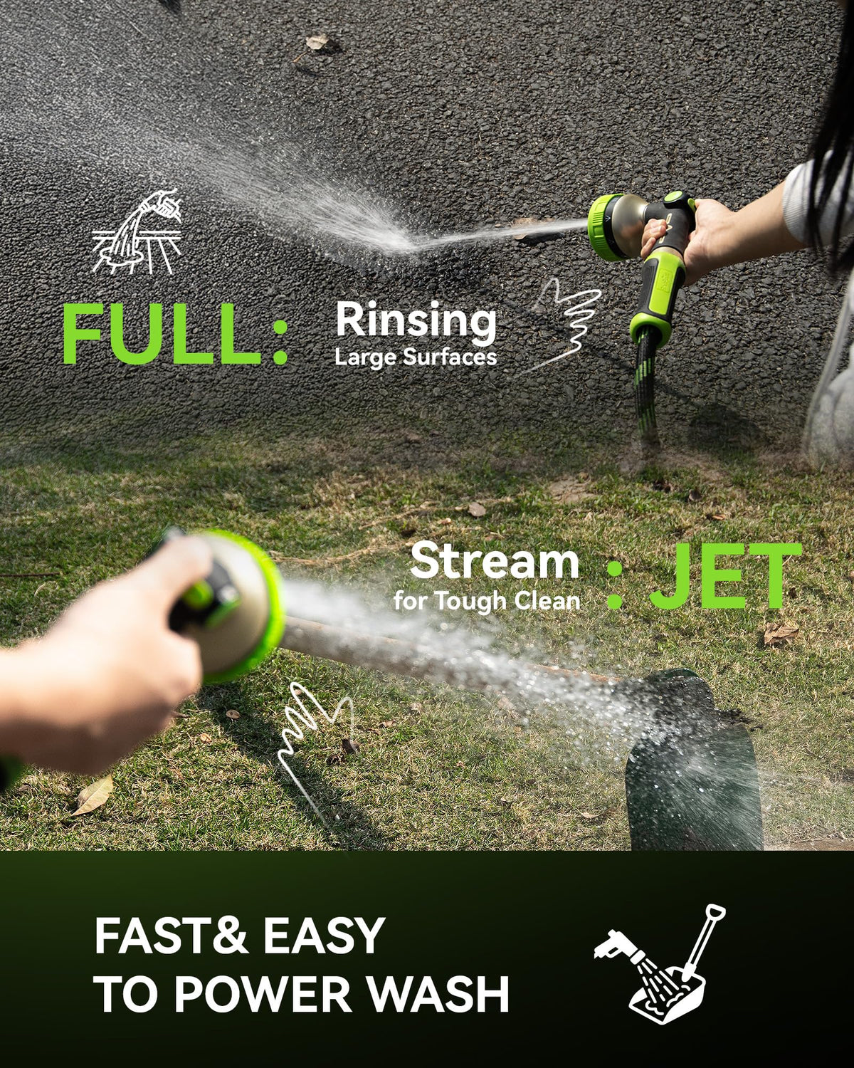 RainPoint flow-control dial enables precise watering from delicate to powerful.