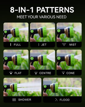 RainPoint nozzle in garden and car-cleaning scenarios shows multi-use versatility.