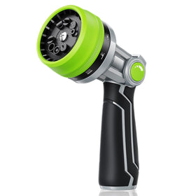 RAINPOINT full-metal garden hose nozzle body demonstrates durable metal construction for outdoor tasks.