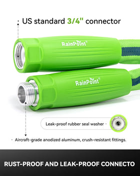 RAINPOINT 360° swivel prevents tangles and leaks during use.