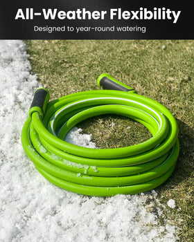 RAINPOINT All-weather flexibility helps prevent kinks while watering around obstacles.