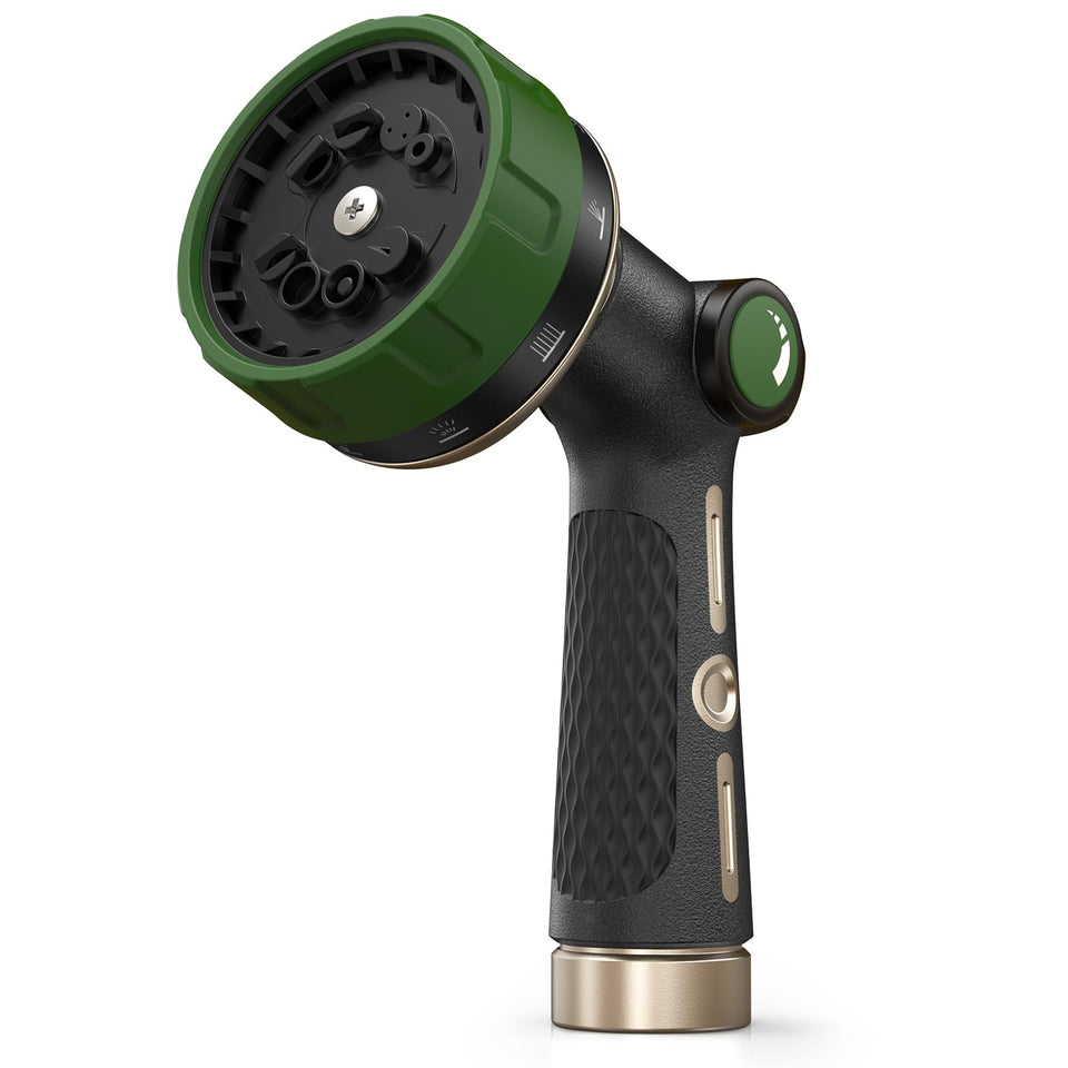 Rainpoint garden hose nozzle 100% metal for durability during outdoor watering.