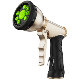 RAINPOINT garden hose nozzle with 9 spray patterns for precise watering.