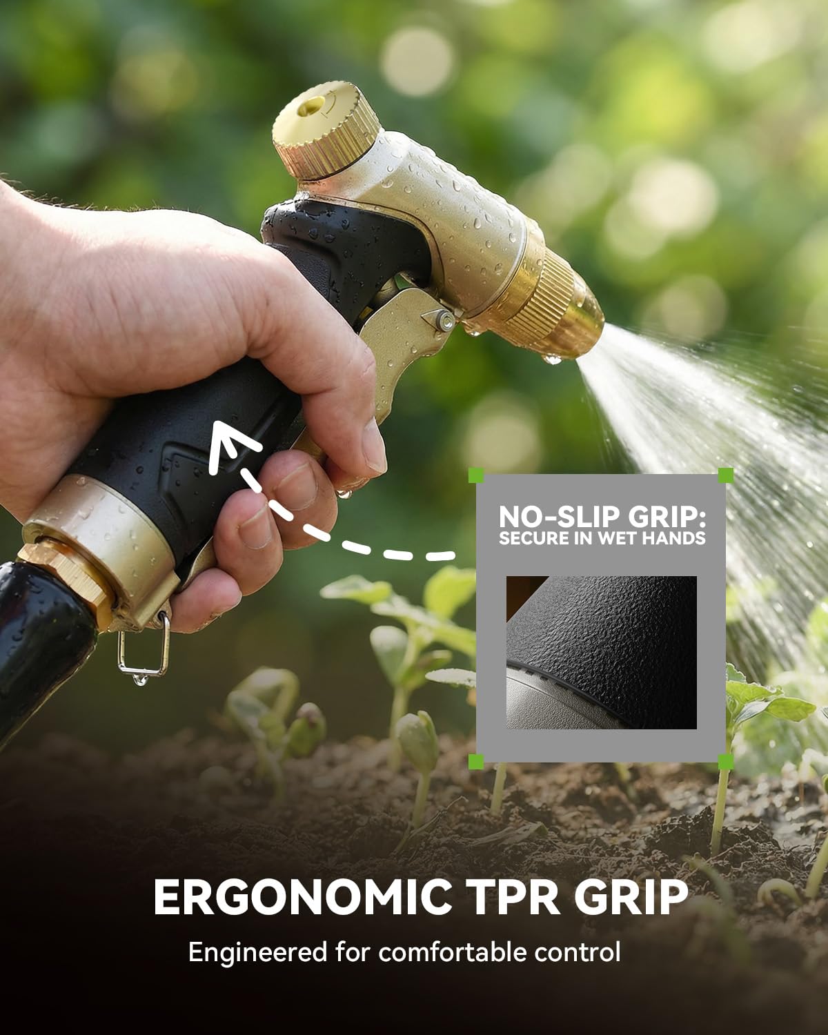 RAINPOINT garden hose nozzle car-wash-friendly design supports quick outdoor cleaning.