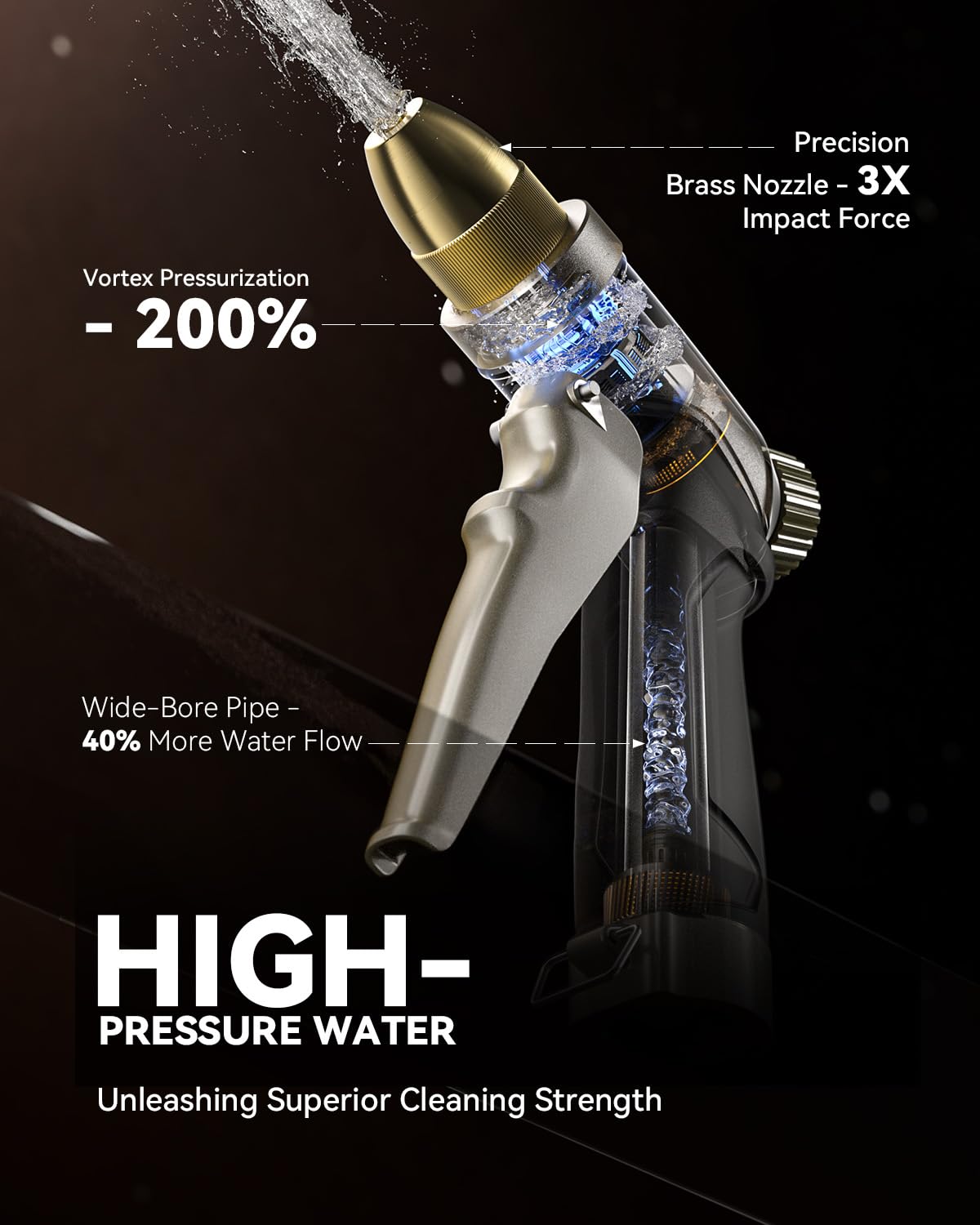 RAINPOINT garden hose nozzle flow-control lets you adjust output for precise tasks.