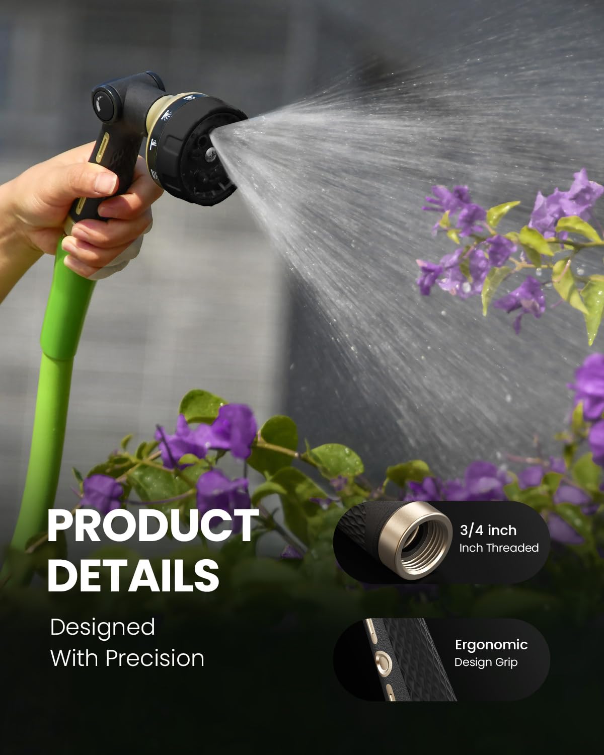 RAINPOINT nozzle in use watering a lawn