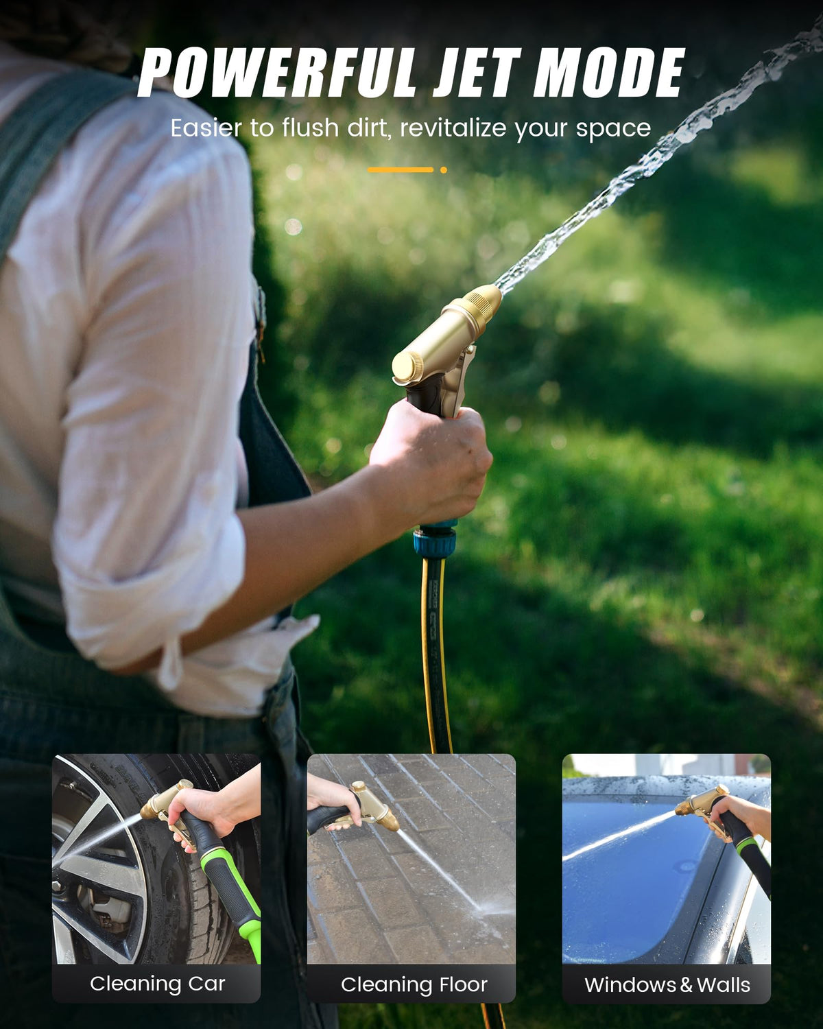 RAINPOINT nozzle fits standard 3/4 inch hoses for easy setup.
