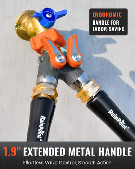 RainPoint Garden Hose Splitter ergonomic handle allows easy valve control.