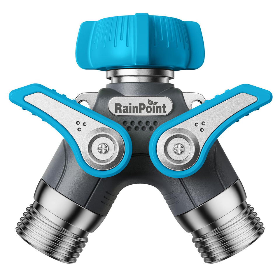 RAINPOINT garden hose splitter with metal body for rugged outdoor watering