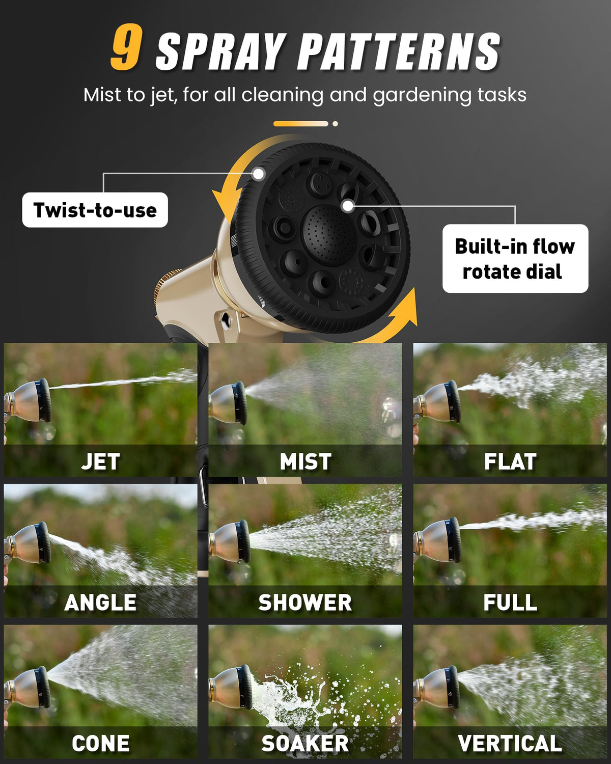 RAINPOINT handle lock maintains steady water flow to reduce hand fatigue.